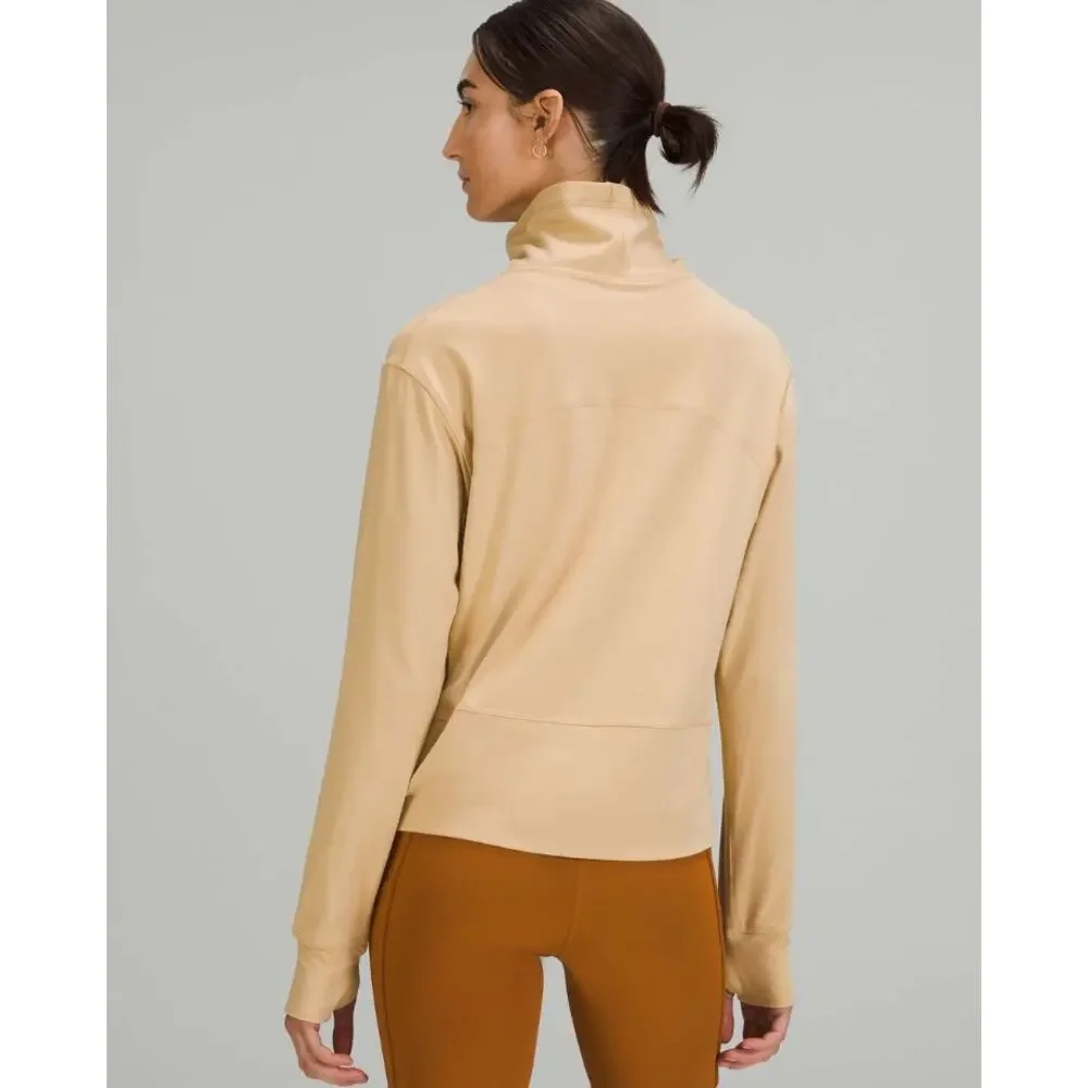 Lululemon Ready to Rulu Pullover 2 Pecan Tan Butter Yellow Top Turtleneck Mock